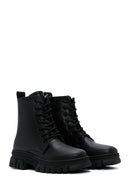 Women's Black Lace-Up Zipper Detailed Combat Boots | Derimod Women's Black Lace-Up Zipper Detailed Combat Boots | Derimod