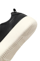Kadın Siyah Bağcıklı Kalın Tabanlı Deri Sneaker | Derimod Kadın Siyah Bağcıklı Kalın Tabanlı Deri Sneaker | Derimod