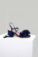 Blue Women's Heeled Sandals with Ankle Strap and Tassels | Derimod Blue Women's Heeled Sandals with Ankle Strap and Tassels | Derimod