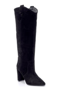 Women's Suede Leather Heeled Boots | Derimod Women's Suede Leather Heeled Boots | Derimod
