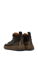 Men's Green Lace-Up Thick Sole Leather Sports Boots | Derimod Men's Green Lace-Up Thick Sole Leather Sports Boots | Derimod