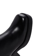 Women's Black Thick Heeled Zippered Leather Boots | Derimod Women's Black Thick Heeled Zippered Leather Boots | Derimod