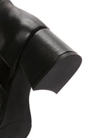 Women's Black Zipper Heeled Leather Boots | Derimod Women's Black Zipper Heeled Leather Boots | Derimod
