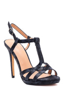 Women's Black Silvery Heeled Sandals | Derimod Women's Black Silvery Heeled Sandals | Derimod