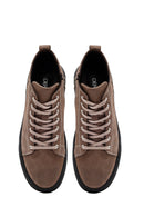 Men's Beige Zippered Nubuck Leather Sports Boots | Derimod Men's Beige Zippered Nubuck Leather Sports Boots | Derimod