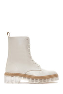 Women's Beige Leather Boots | Derimod Women's Beige Leather Boots | Derimod