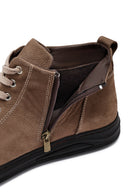 Men's Beige Zippered Nubuck Leather Sports Boots | Derimod Men's Beige Zippered Nubuck Leather Sports Boots | Derimod