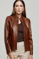 Grace Women's Leather Jacket | Derimod Grace Women's Leather Jacket | Derimod