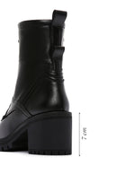 Women's Black Leather Zippered Heeled Boots | Derimod Women's Black Leather Zippered Heeled Boots | Derimod