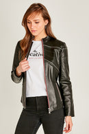 Jasmine Women's Leather Jacket | Derimod Jasmine Women's Leather Jacket | Derimod