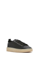 Erkek Siyah Bağcıklı Deri Sneaker | Derimod Erkek Siyah Bağcıklı Deri Sneaker | Derimod