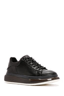 Men's Black Thick Sole Lace Up Leather Sneaker | Derimod Men's Black Thick Sole Lace Up Leather Sneaker | Derimod