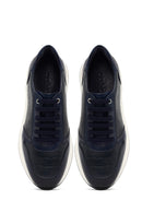 Men's Navy Blue Lace-Up Thick Sole Leather Sneaker | Derimod Men's Navy Blue Lace-Up Thick Sole Leather Sneaker | Derimod
