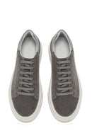 Erkek Gri Bağcıklı Kalın Tabanlı Süet Deri Sneaker | Derimod Erkek Gri Bağcıklı Kalın Tabanlı Süet Deri Sneaker | Derimod