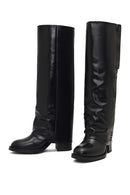 Women's Black Thick Heeled Leather Boot | Derimod Women's Black Thick Heeled Leather Boot | Derimod