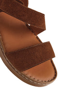 Women's Tan Suede Leather Comfort Sandals | Derimod Women's Tan Suede Leather Comfort Sandals | Derimod