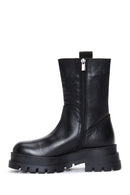 Women's Black Leather Zippered Thick Soled Boots | Derimod Women's Black Leather Zippered Thick Soled Boots | Derimod