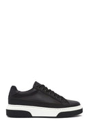 Erkek Siyah Bağcıklı Deri Sneaker | Derimod Erkek Siyah Bağcıklı Deri Sneaker | Derimod