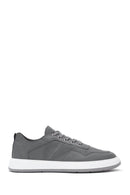 Erkek Gri Bağcıklı Deri Sneaker | Derimod Erkek Gri Bağcıklı Deri Sneaker | Derimod
