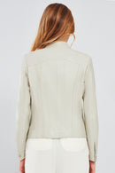 Marlyn Women's Beige Short Leather Jacket | Derimod Marlyn Women's Beige Short Leather Jacket | Derimod