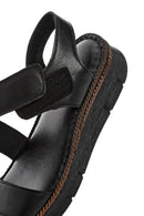 Kadın Siyah Bantlı Deri Comfort Sandalet | Derimod Kadın Siyah Bantlı Deri Comfort Sandalet | Derimod