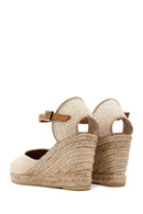 Women's Beige Ankle Strap Wedge Heeled Espadrille | Derimod Women's Beige Ankle Strap Wedge Heeled Espadrille | Derimod
