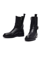 Women's Black Zippered Leather Boots | Derimod Women's Black Zippered Leather Boots | Derimod