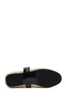 Women's Beige Double Buckled Straw Leather Ballerinas | Derimod Women's Beige Double Buckled Straw Leather Ballerinas | Derimod