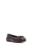 Woman Brown Patterned Leather Babet | Derimod Woman Brown Patterned Leather Babet | Derimod