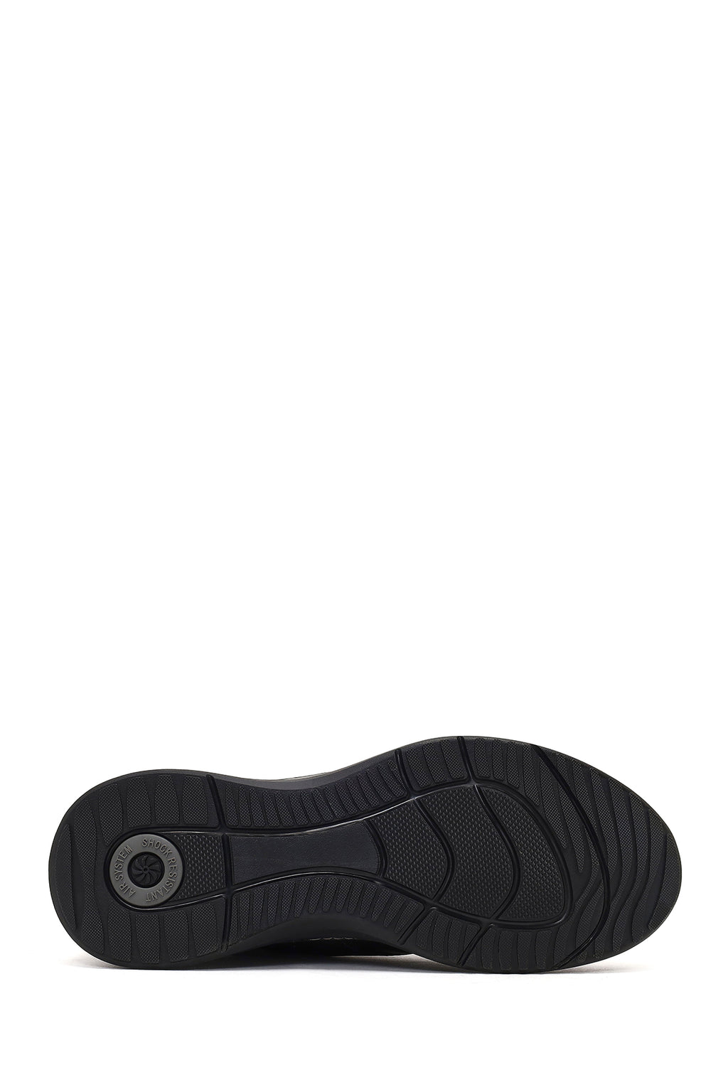 Erkek Siyah Bağcıklı Kalın Tabanlı Deri Casual Sneaker