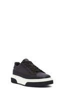 Erkek Siyah Bağcıklı Deri Sneaker | Derimod Erkek Siyah Bağcıklı Deri Sneaker | Derimod