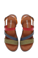 Women's Multicolored Leather Bodrum Sandals | Derimod Women's Multicolored Leather Bodrum Sandals | Derimod