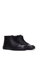Men's Black Leather High Top Sneaker | Derimod Men's Black Leather High Top Sneaker | Derimod