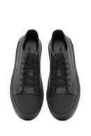 Erkek Siyah Bağcıklı Deri Sneaker | Derimod Erkek Siyah Bağcıklı Deri Sneaker | Derimod