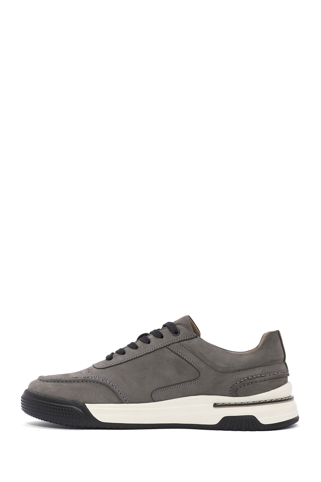 Erkek Gri Bağcıklı Nubuk Deri Sneaker