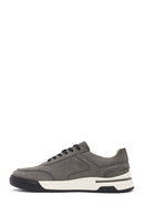 Male Gray Lace-up Nubuck Leather Sneaker | Derimod Male Gray Lace-up Nubuck Leather Sneaker | Derimod