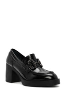 Women's Black High Thick Heel Patent Leather Masculine Loafer | Derimod Women's Black High Thick Heel Patent Leather Masculine Loafer | Derimod