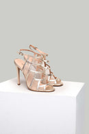 Women's Leather Heeled Sandals with Tulle Detail | Derimod Women's Leather Heeled Sandals with Tulle Detail | Derimod