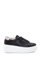 Women's Black Leather Thick Soled Sneaker | Derimod Women's Black Leather Thick Soled Sneaker | Derimod