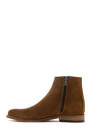 Men's Tan Suede Leather Zippered Boots | Derimod Men's Tan Suede Leather Zippered Boots | Derimod