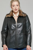 Samantha-X Women's Leather Jacket | Derimod Samantha-X Women's Leather Jacket | Derimod