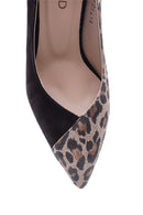 Women's Leopard Detailed Suede Leather Stiletto | Derimod Women's Leopard Detailed Suede Leather Stiletto | Derimod