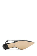 Women's Black Leather Low Heeled Slingback Shoes | Derimod Women's Black Leather Low Heeled Slingback Shoes | Derimod
