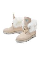 Caterpillar Women's Beige Utah Fur Nubuck Leather Lace Up Boots | Derimod Caterpillar Women's Beige Utah Fur Nubuck Leather Lace Up Boots | Derimod