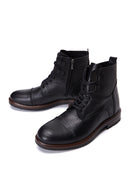 Men's Black Leather Zippered Boots | Derimod Men's Black Leather Zippered Boots | Derimod