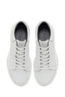 Men's White Lace-Up Thick-Soled Leather Sneaker | Derimod Men's White Lace-Up Thick-Soled Leather Sneaker | Derimod