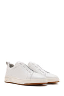 Erkek Beyaz Bağcıklı Deri Sneaker | Derimod Erkek Beyaz Bağcıklı Deri Sneaker | Derimod