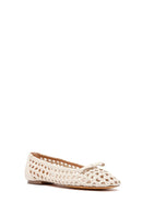 Women's Beige Knitted Ballerinas | Derimod Women's Beige Knitted Ballerinas | Derimod