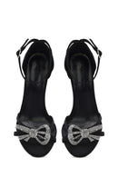 Women's Black Ankle Strap Stone High Thin Heel Shoes | Derimod Women's Black Ankle Strap Stone High Thin Heel Shoes | Derimod