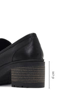 Women's Black Thick Heeled Leather Masculine Loafer | Derimod Women's Black Thick Heeled Leather Masculine Loafer | Derimod